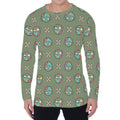 Cartoon Zombie Pattern Print Men's Long Sleeve T-Shirt