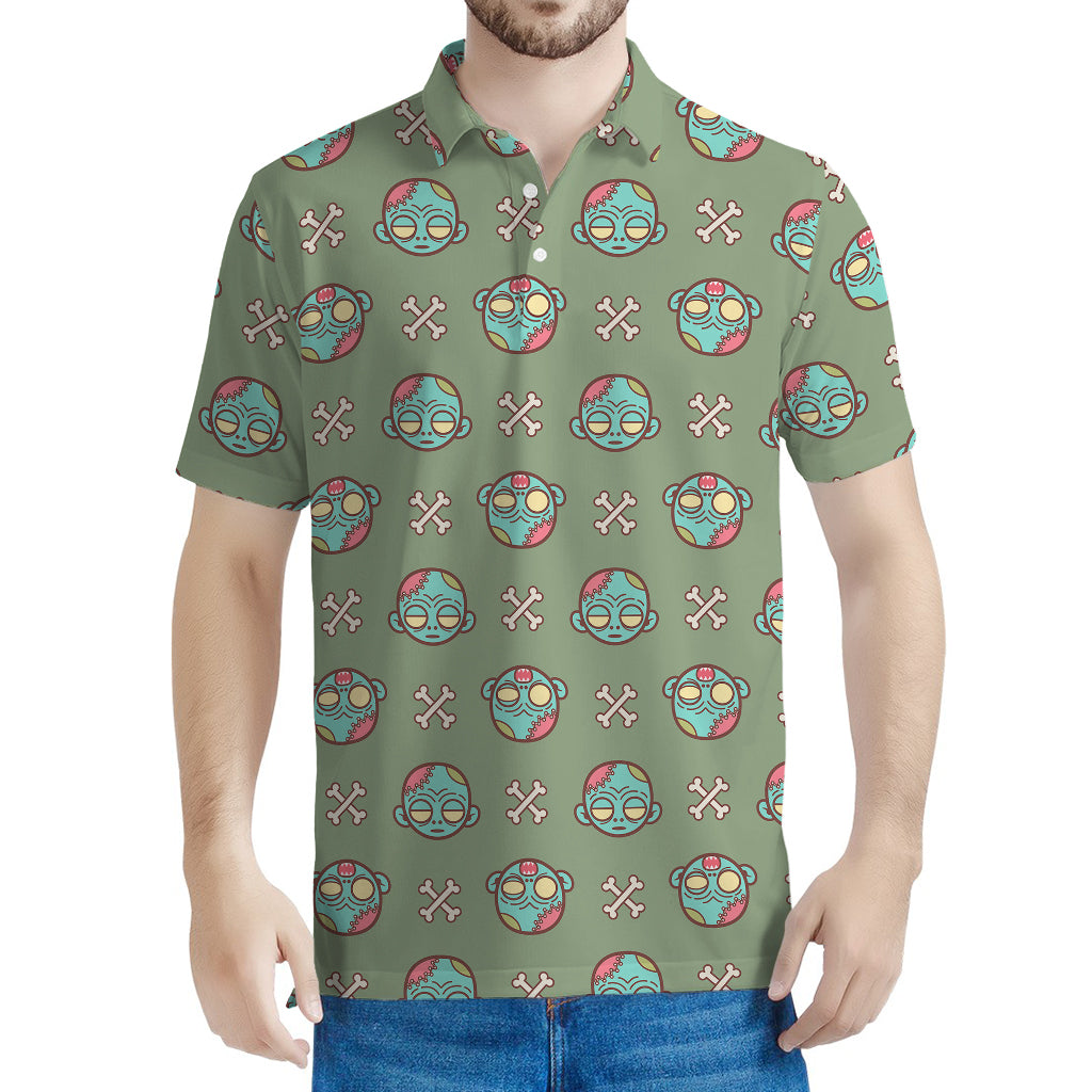 Cartoon Zombie Pattern Print Men's Polo Shirt