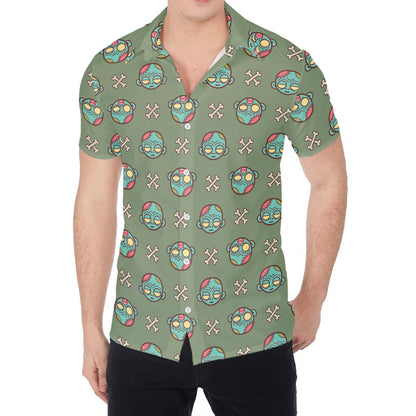 Cartoon Zombie Pattern Print Men's Shirt