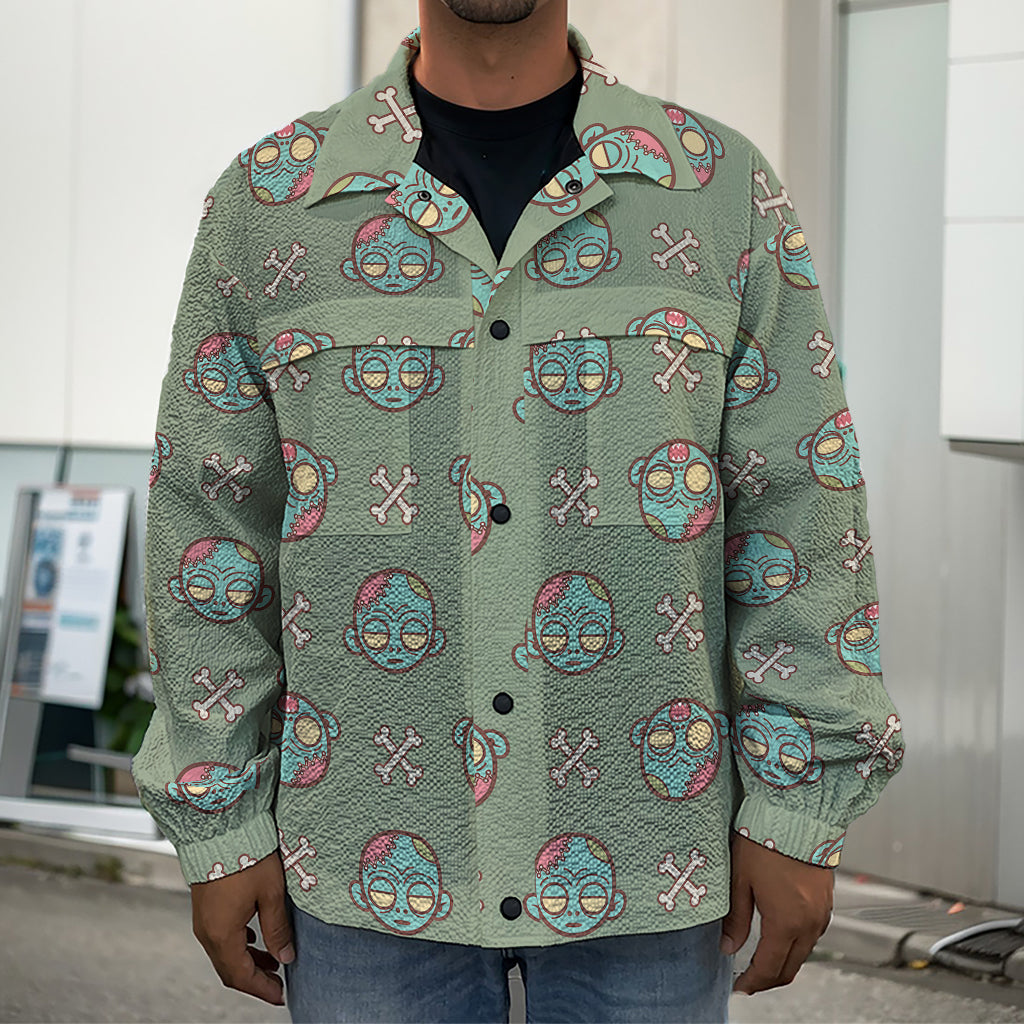 Cartoon Zombie Pattern Print Men's Shirt Jacket