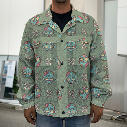 Cartoon Zombie Pattern Print Men's Shirt Jacket