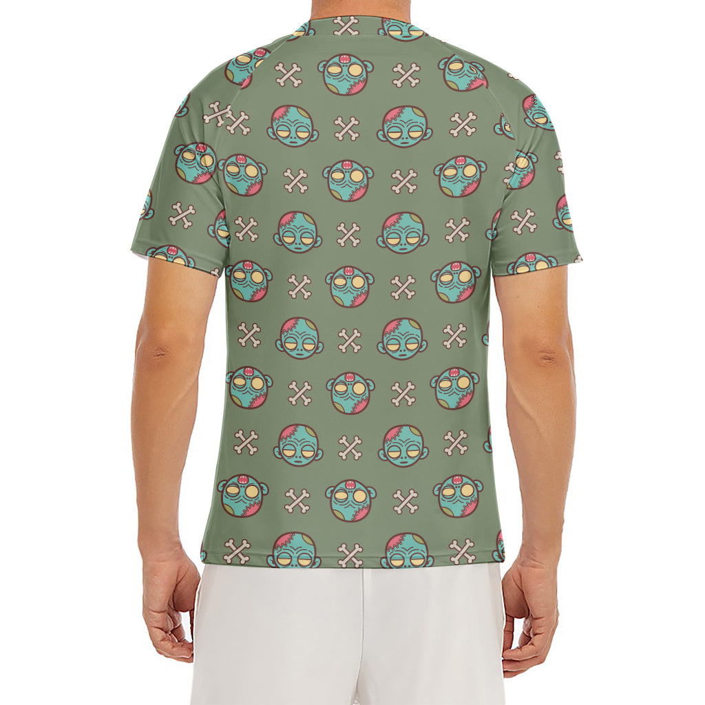 Cartoon Zombie Pattern Print Men's Short Sleeve Rash Guard