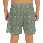Cartoon Zombie Pattern Print Men's Split Running Shorts