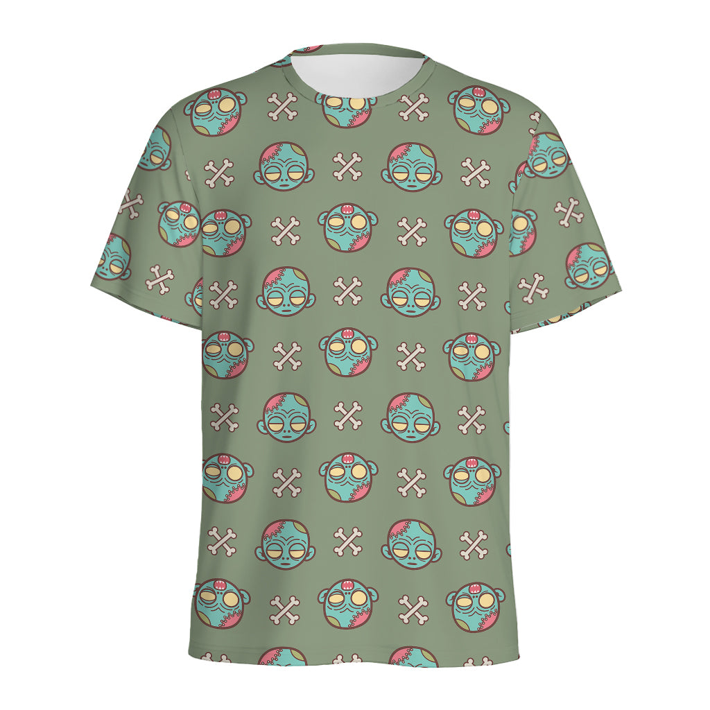 Cartoon Zombie Pattern Print Men's Sports T-Shirt