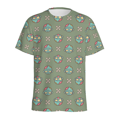 Cartoon Zombie Pattern Print Men's Sports T-Shirt