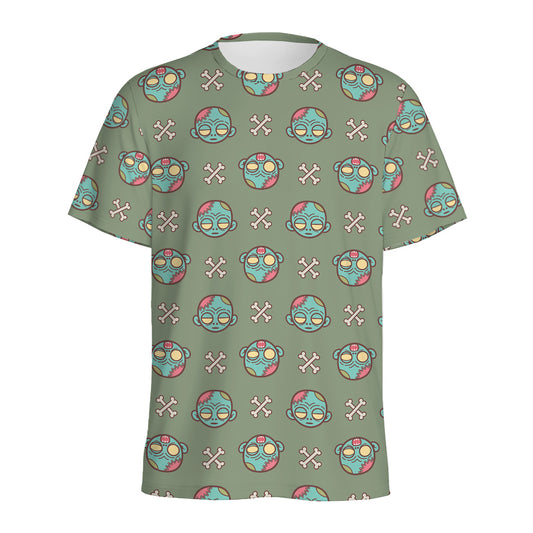 Cartoon Zombie Pattern Print Men's Sports T-Shirt