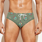 Cartoon Zombie Pattern Print Men's Swim Briefs