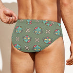 Cartoon Zombie Pattern Print Men's Swim Briefs