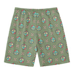 Cartoon Zombie Pattern Print Men's Swim Trunks
