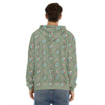 Cartoon Zombie Pattern Print Men's Velvet Pullover Hoodie