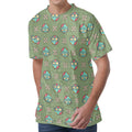 Cartoon Zombie Pattern Print Men's Velvet T-Shirt