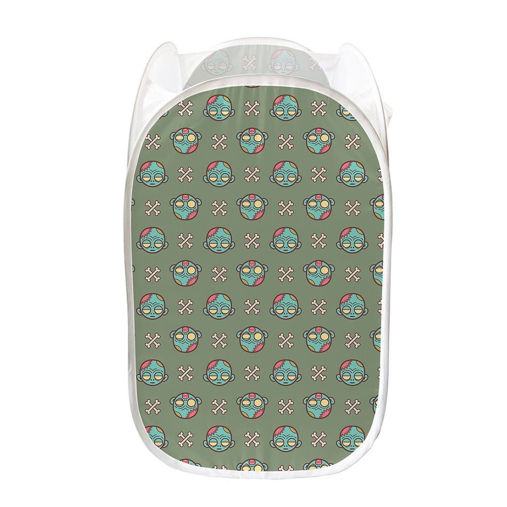 Cartoon Zombie Pattern Print Mesh Laundry Hamper