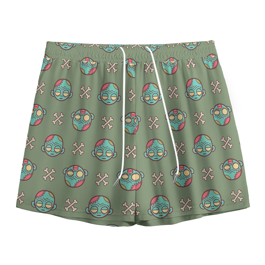 Cartoon Zombie Pattern Print Mesh Shorts