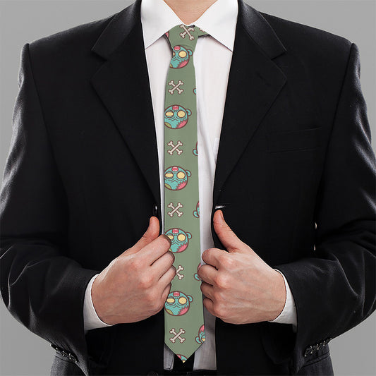 Cartoon Zombie Pattern Print Necktie