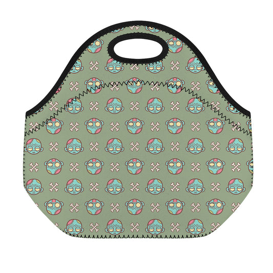 Cartoon Zombie Pattern Print Neoprene Lunch Bag