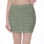 Cartoon Zombie Pattern Print Pencil Mini Skirt