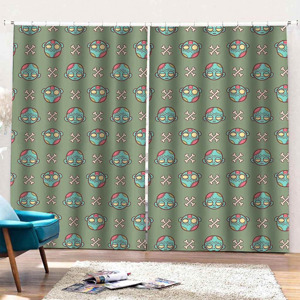 Cartoon Zombie Pattern Print Pencil Pleat Curtains