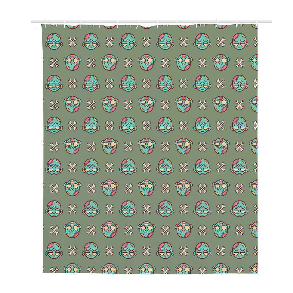 Cartoon Zombie Pattern Print Polyester Shower Curtain