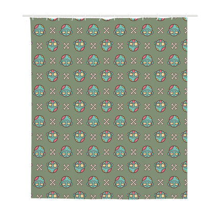Cartoon Zombie Pattern Print Polyester Shower Curtain