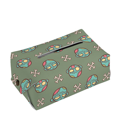 Cartoon Zombie Pattern Print Rectangle Tissue Box Cover