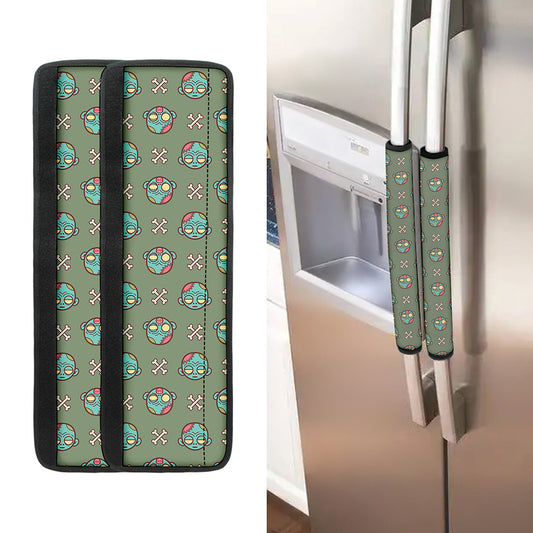 Cartoon Zombie Pattern Print Refrigerator Handle Covers