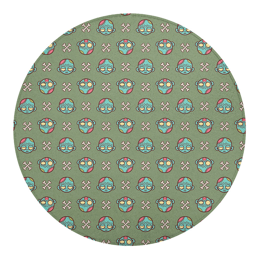 Cartoon Zombie Pattern Print Round Blanket
