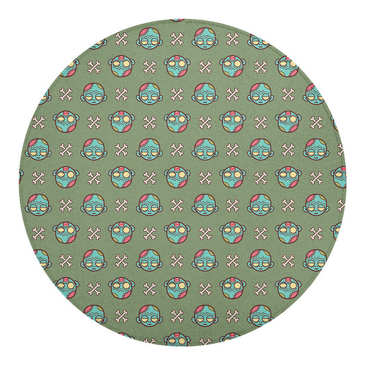 Cartoon Zombie Pattern Print Round Blanket