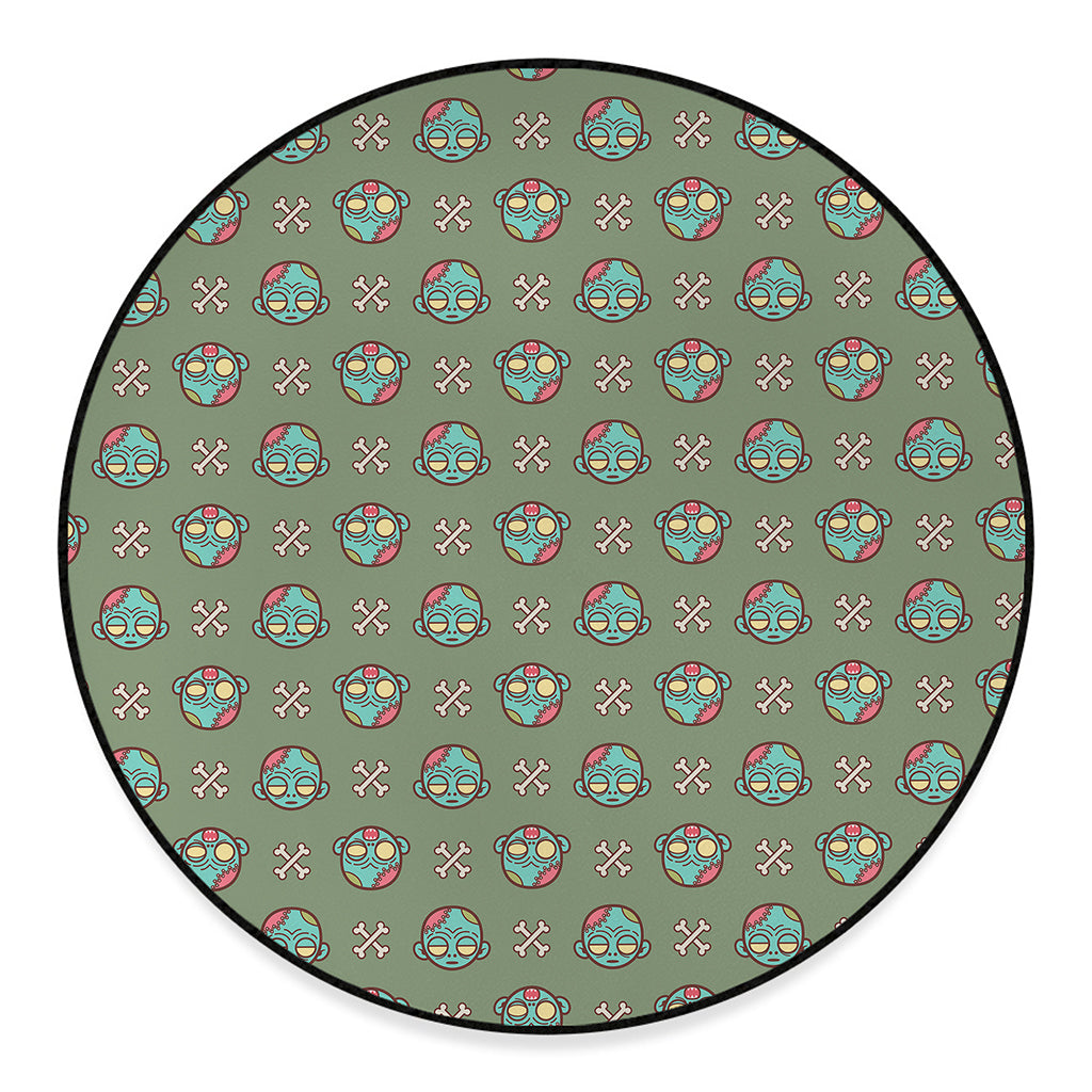 Cartoon Zombie Pattern Print Round Floor Mat