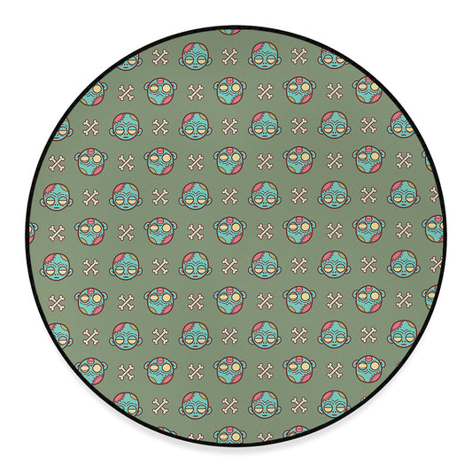 Cartoon Zombie Pattern Print Round Floor Mat
