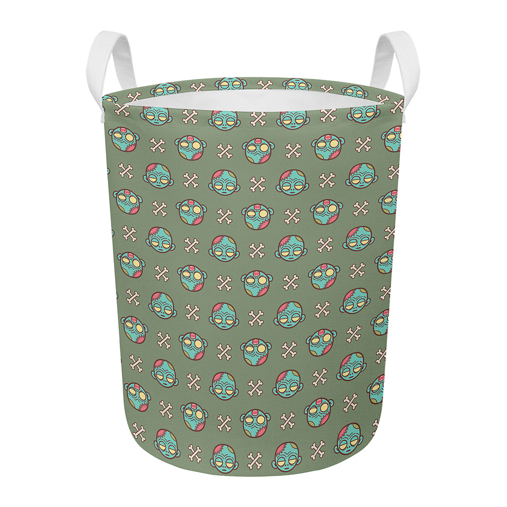 Cartoon Zombie Pattern Print Round Laundry Basket