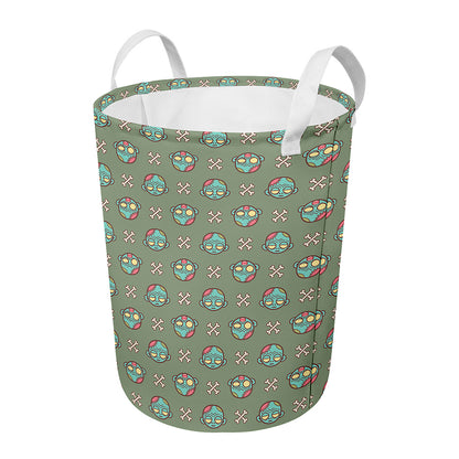 Cartoon Zombie Pattern Print Round Laundry Basket