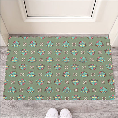 Cartoon Zombie Pattern Print Rubber Doormat