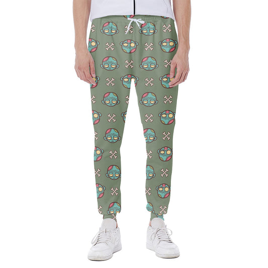 Cartoon Zombie Pattern Print Scuba Joggers