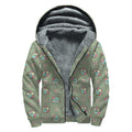 Cartoon Zombie Pattern Print Sherpa Lined Zip Up Hoodie