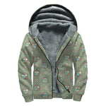 Cartoon Zombie Pattern Print Sherpa Lined Zip Up Hoodie