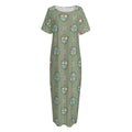 Cartoon Zombie Pattern Print Short Sleeve Long Nightdress