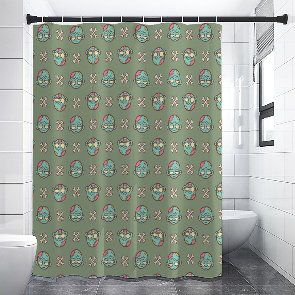 Cartoon Zombie Pattern Print Shower Curtain