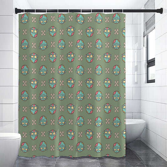 Cartoon Zombie Pattern Print Shower Curtain