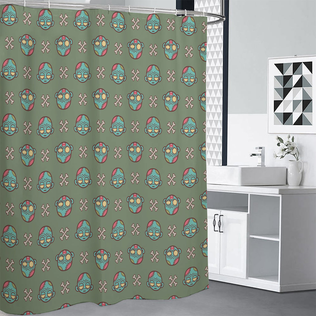 Cartoon Zombie Pattern Print Shower Curtain