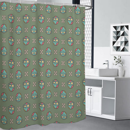 Cartoon Zombie Pattern Print Shower Curtain