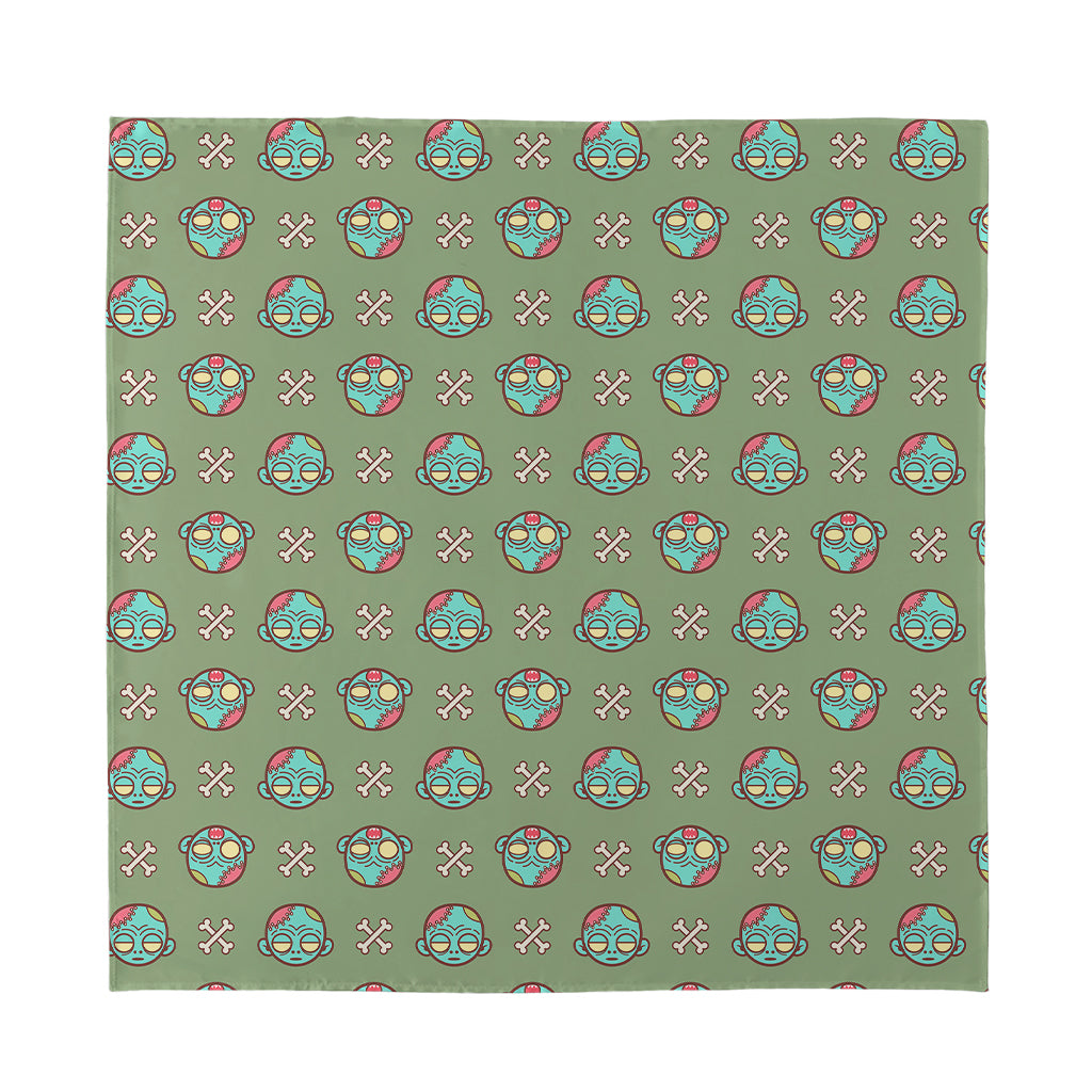 Cartoon Zombie Pattern Print Silk Bandana