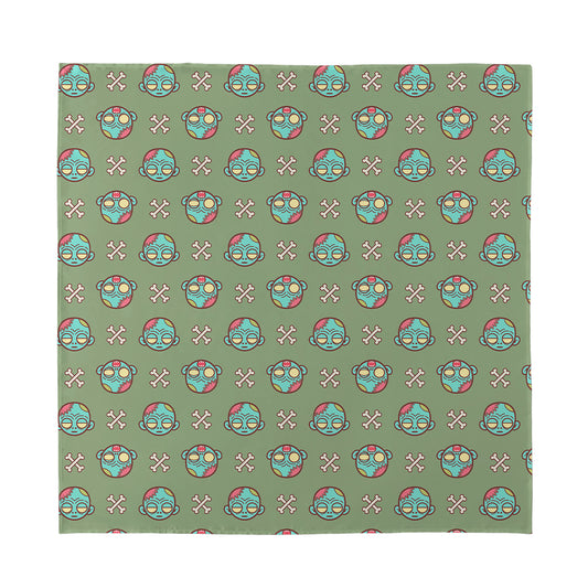 Cartoon Zombie Pattern Print Silk Bandana