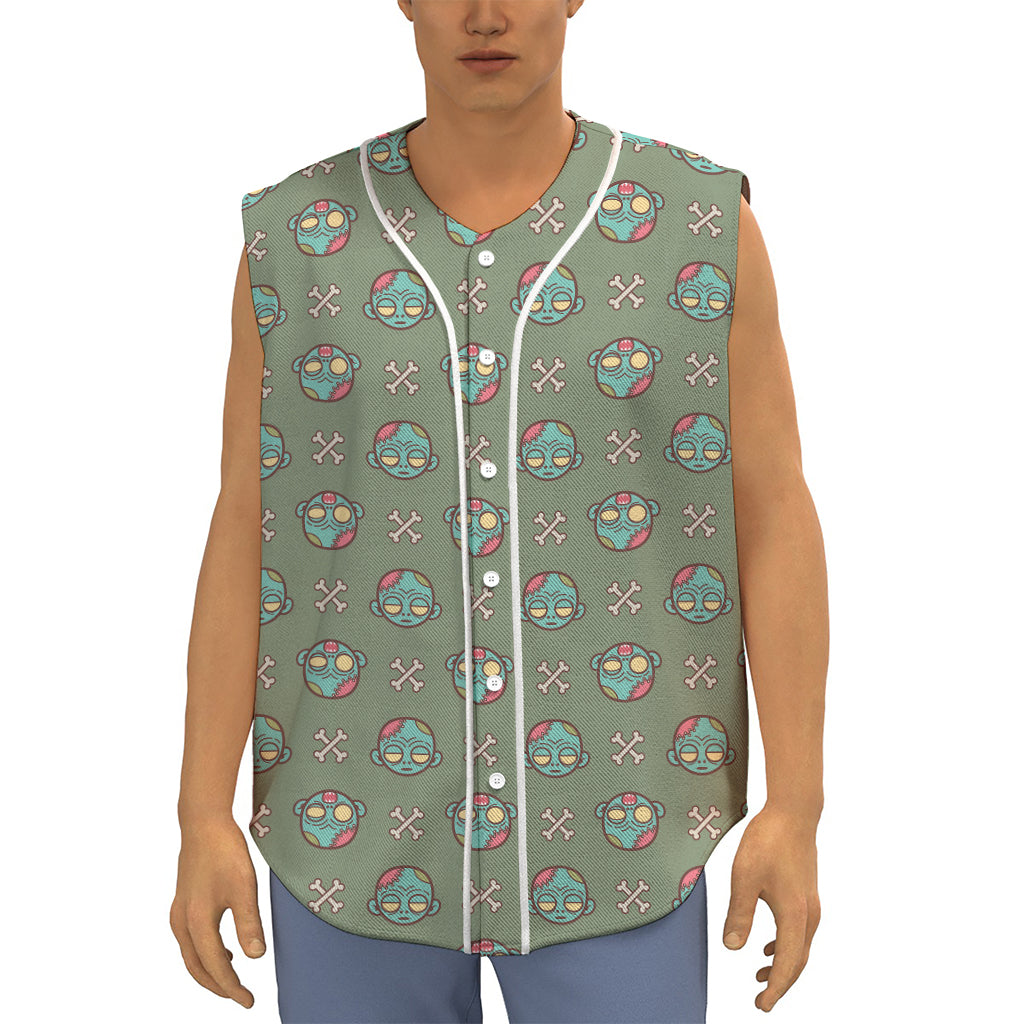 Cartoon Zombie Pattern Print Sleeveless Baseball Jersey