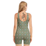 Cartoon Zombie Pattern Print Sleeveless One Piece Swimsuit