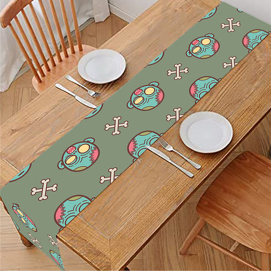 Cartoon Zombie Pattern Print Table Runner