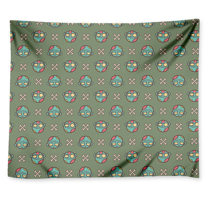 Cartoon Zombie Pattern Print Tapestry