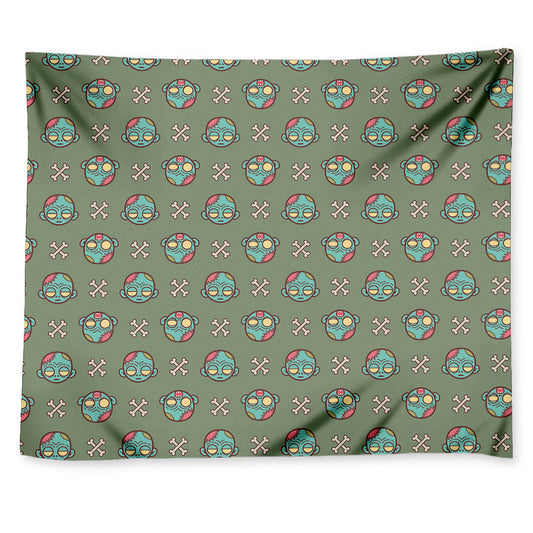 Cartoon Zombie Pattern Print Tapestry