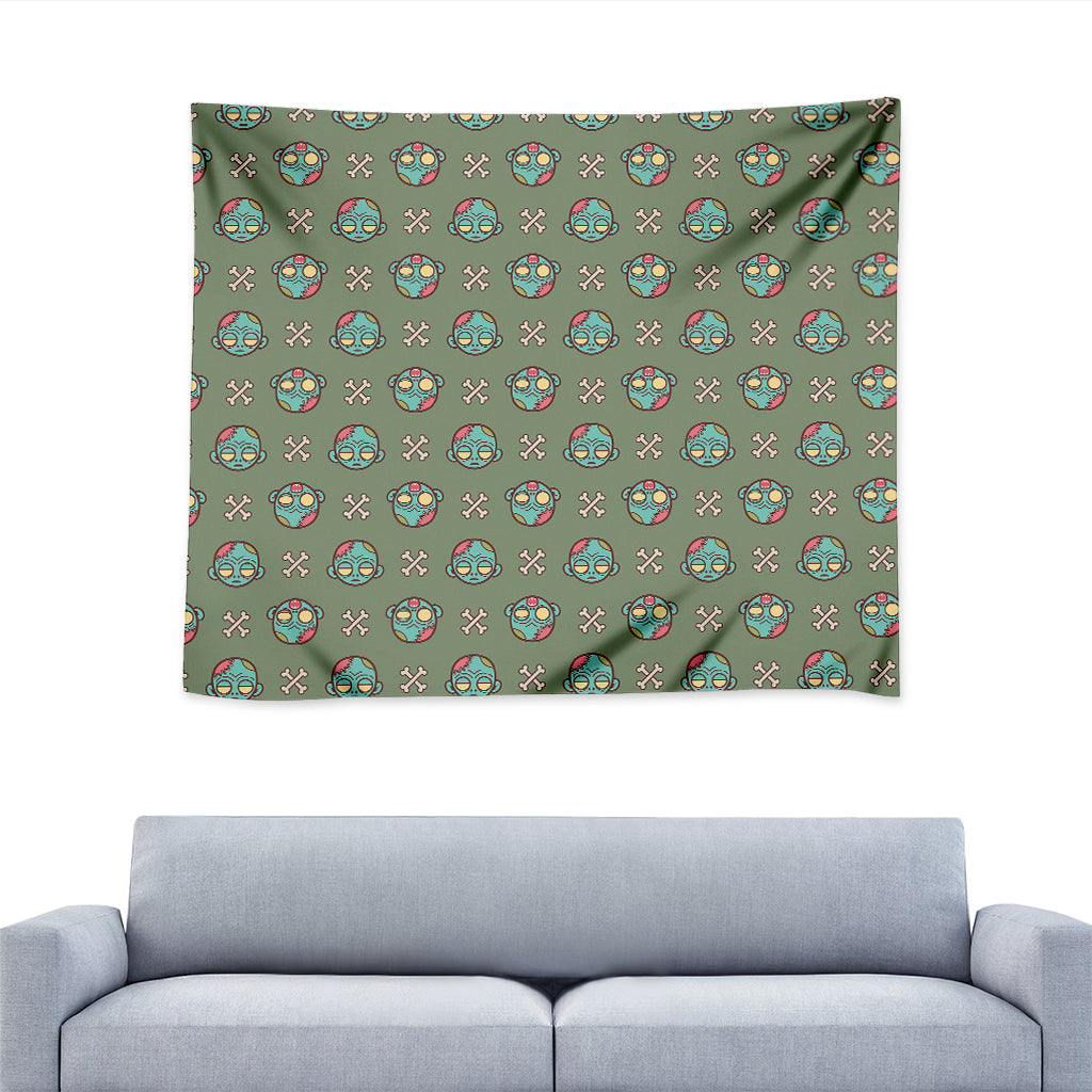 Cartoon Zombie Pattern Print Tapestry