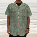 Cartoon Zombie Pattern Print Textured Short Sleeve Shirt