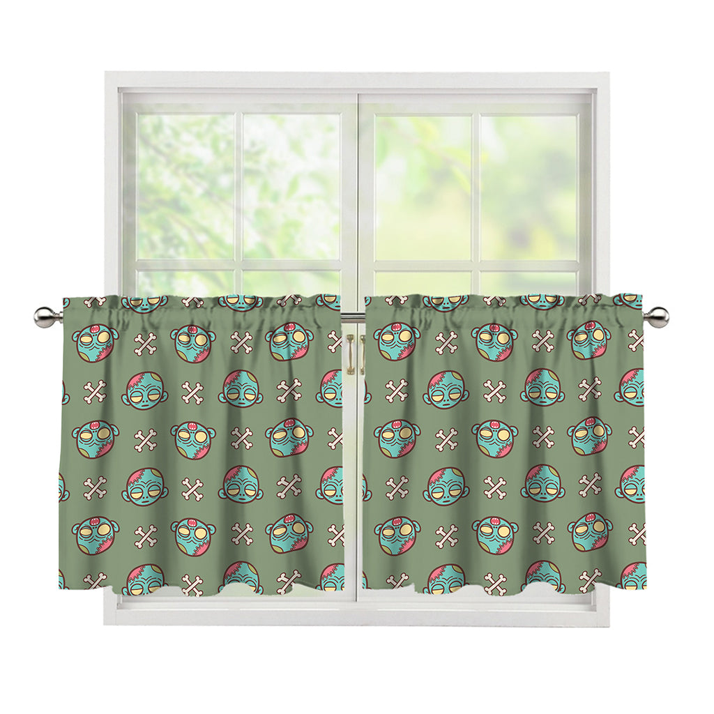 Cartoon Zombie Pattern Print Tier Curtains